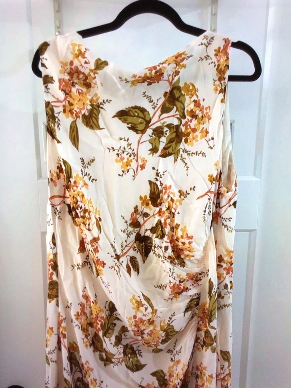 Reformation Cream Maxi Dress with Olive and Mustard Floral Print - Picture 2 of 9